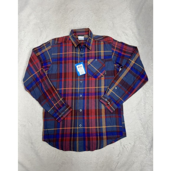 Columbia Men's Slough Creek EXS Red Blue Flannel Long Sleeve Shirts Size Small - Picture 1 of 7